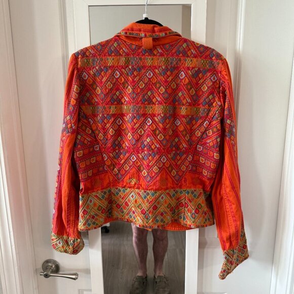 Johnny Was Biya Embroidered Jacket Size Large Color Orange - Picture 7 of 7